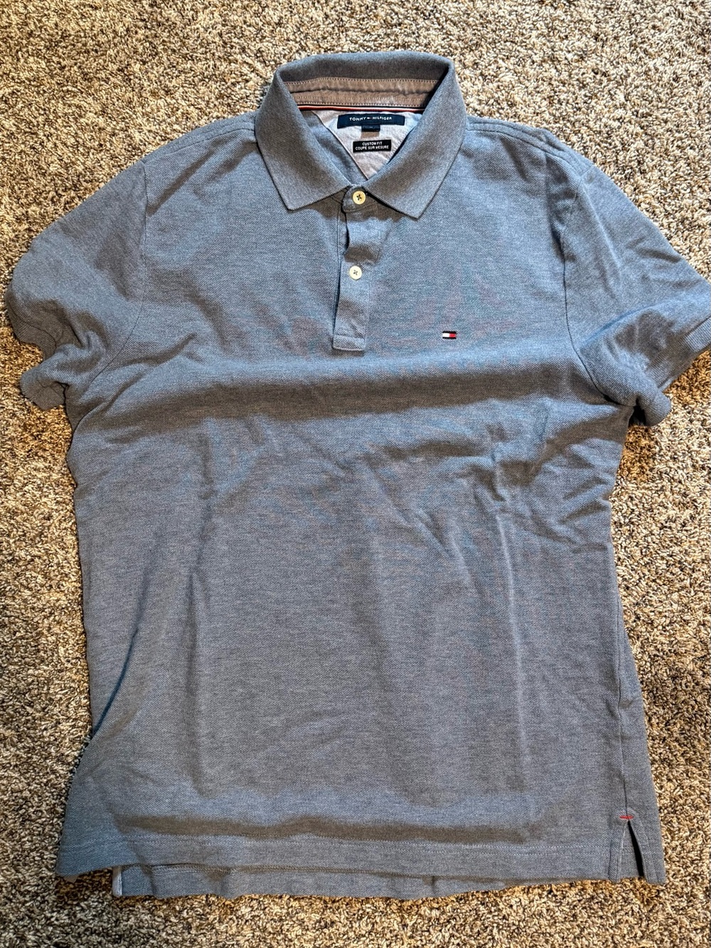 Tommy Hilfiger Gray Polo with Signature Flag